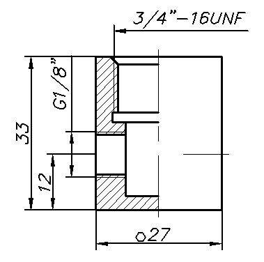 Проточная камера 3/4" UNF со штуцерами c внутренней резьбой G1/8" Проточная камера 3/4" UNF со штуцерами c внутренней резьбой G1/8"