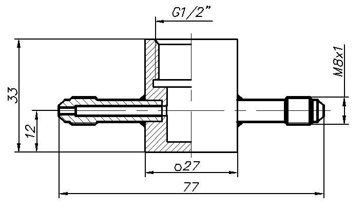 Проточная камера G1/2" со штуцерами М8x1