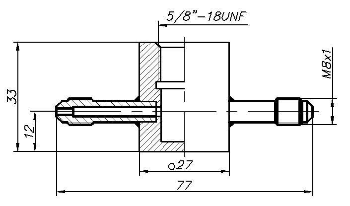 Проточная камера 5/8" UNF со штуцерами М8x1 Проточная камера 5/8" UNF со штуцерами М8x1