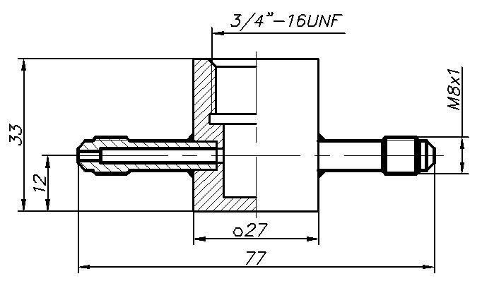 Проточная камера 3/4" UNF со штуцерами М8x1 Проточная камера 3/4" UNF со штуцерами М8x1