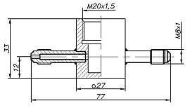 Проточная камера М20x1.5 со штуцерами М8x1