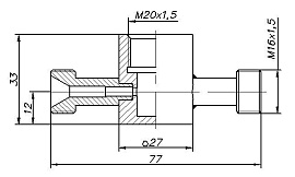 Проточная камера М20x1.5 со штуцерами М16x1.5