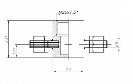 Проточная камера М20x1.5 со штуцерами Д6 с обжимными гайками GYROLOK